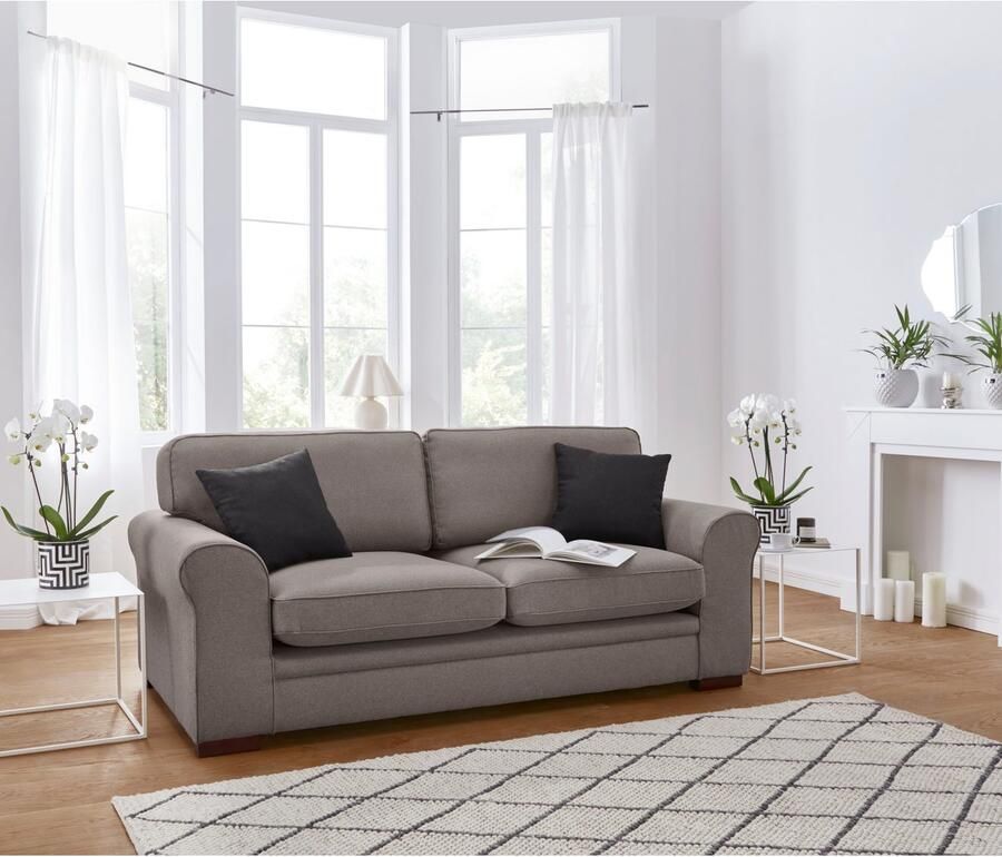 Home affaire 2-zitsbank Broughton zacht zitcomfort incl. 2 sierkussens opstaande naad - Foto 2