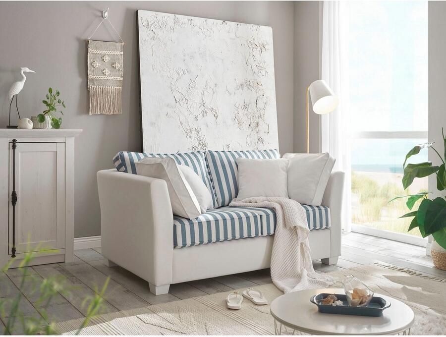 Home affaire 2-zitsbank California maritieme landelijke stijl in 3 breedtes met witgelakte houten poten - Foto 4