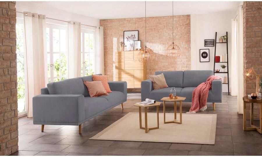 Home affaire 2-zitsbank Lasse in scandinavische stijl met houten poten - Foto 2