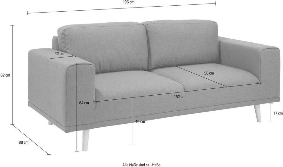 Home affaire 2-zitsbank Lasse in scandinavische stijl met houten poten - Foto 4