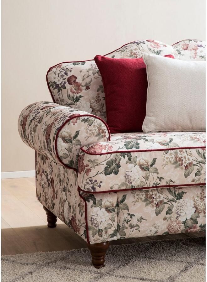 Home affaire 3-zitsbank met 4 sierkussens met gedraaide houten poten - Foto 4