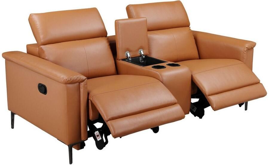 Home affaire 2-zitsbank Lund 2-zits bioscoopbank tv-fauteuil multimedia-sofa USB-A met elektrische of handmatige relaxfunctie bekerhouder en opbergruimte - Foto 5