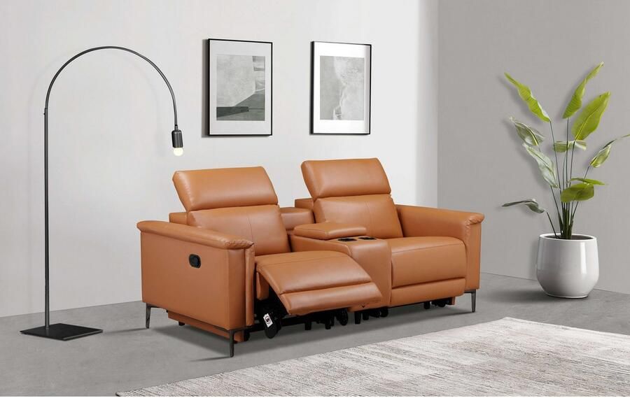 Home affaire 2-zitsbank Lund 2-zits bioscoopbank tv-fauteuil multimedia-sofa USB-A met elektrische of handmatige relaxfunctie bekerhouder en opbergruimte - Foto 4