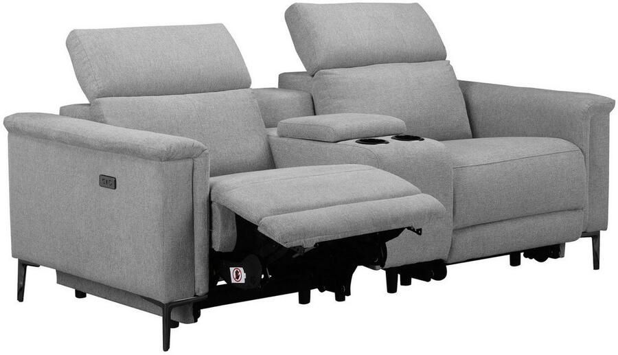 Home affaire 2-zitsbank Lund 2-zits bioscoopbank tv-fauteuil multimedia-sofa USB-A met elektrische of handmatige relaxfunctie bekerhouder en opbergruimte - Foto 5