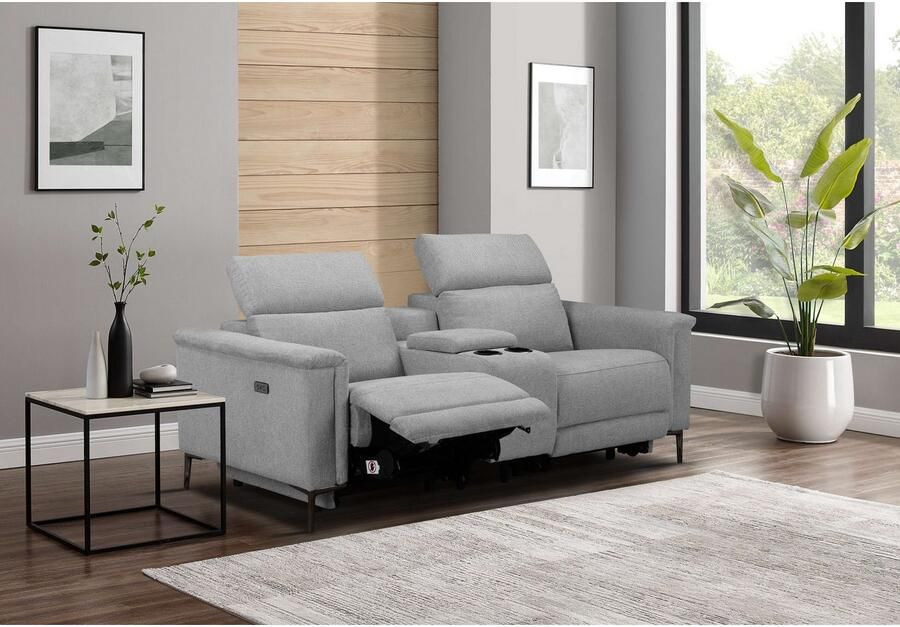 Home affaire 2-zitsbank Lund 2-zits bioscoopbank tv-fauteuil multimedia-sofa USB-A met elektrische of handmatige relaxfunctie bekerhouder en opbergruimte - Foto 2