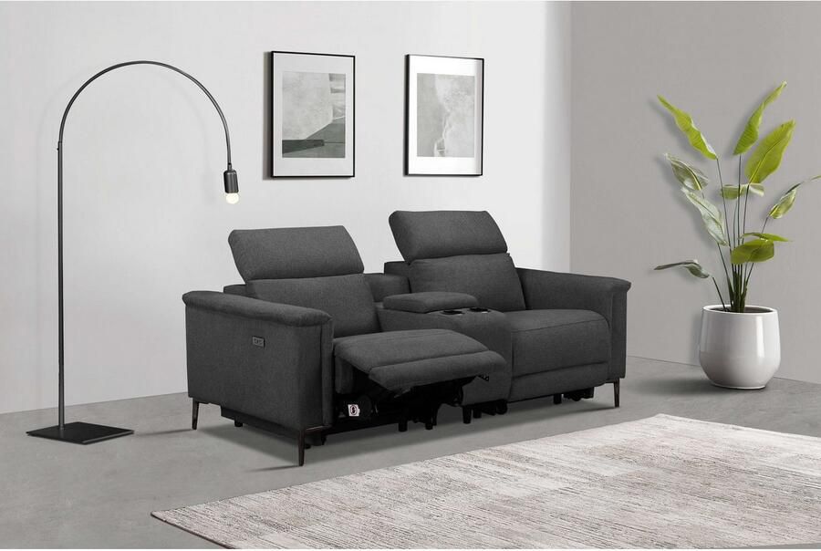 Home affaire 2-zitsbank Lund 2-zits bioscoopbank tv-fauteuil multimedia-sofa USB-A met elektrische of handmatige relaxfunctie bekerhouder en opbergruimte - Foto 3