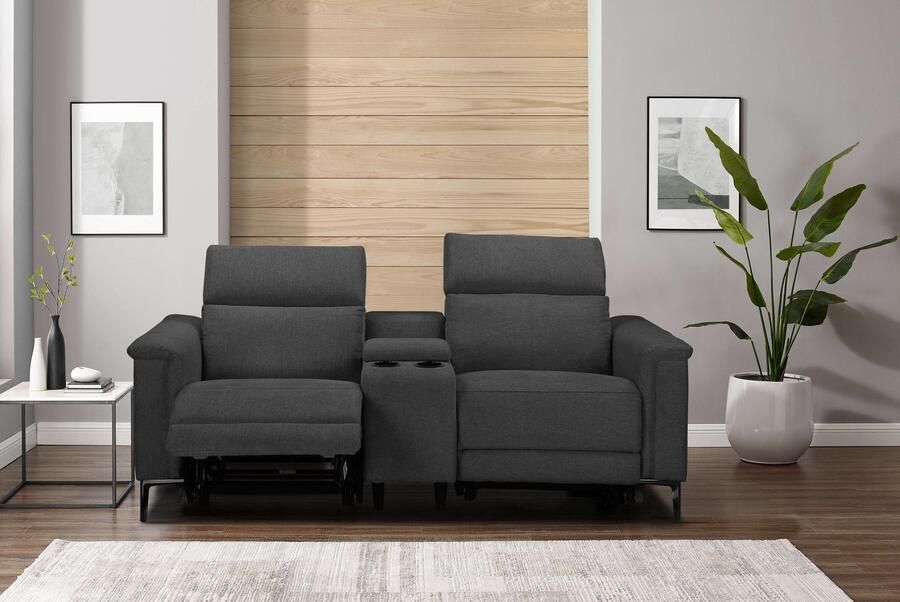 Home affaire 2-zitsbank Lund 2-zits bioscoopbank tv-fauteuil multimedia-sofa USB-A met elektrische of handmatige relaxfunctie bekerhouder en opbergruimte - Foto 4