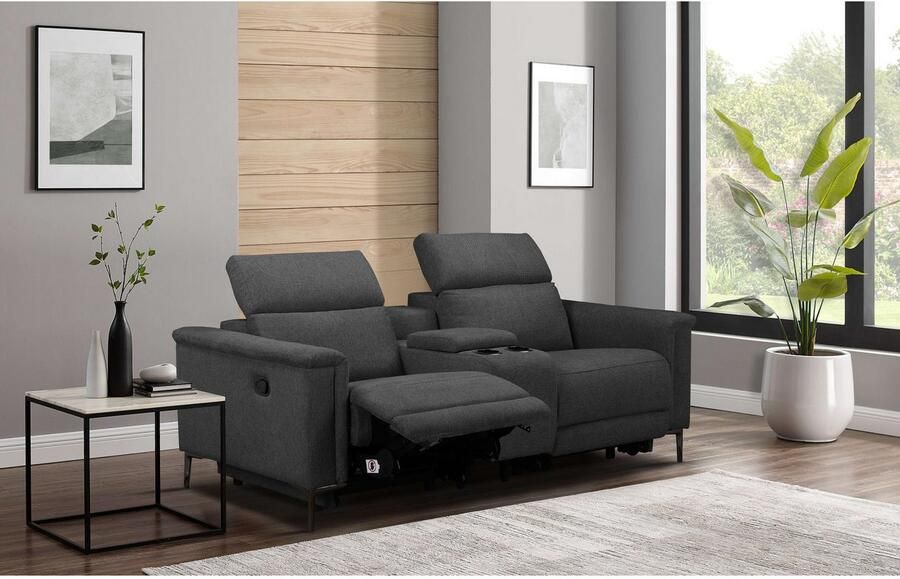 Home affaire 2-zitsbank Lund 2-zits bioscoopbank tv-fauteuil multimedia-sofa USB-A met elektrische of handmatige relaxfunctie bekerhouder en opbergruimte - Foto 5