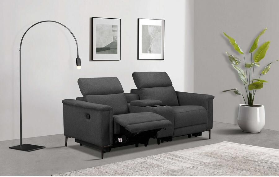 Home affaire 2-zitsbank Lund 2-zits bioscoopbank tv-fauteuil multimedia-sofa USB-A met elektrische of handmatige relaxfunctie bekerhouder en opbergruimte - Foto 6
