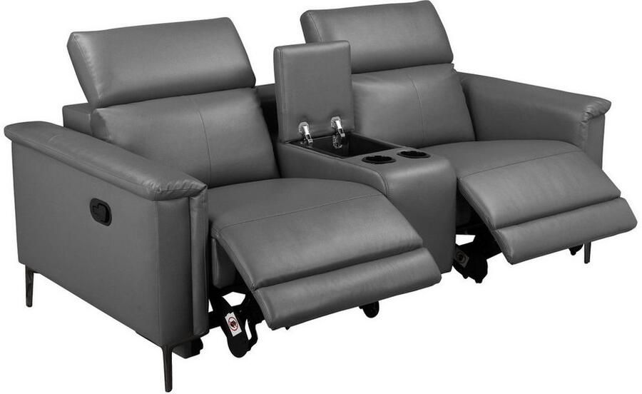 Home affaire 2-zitsbank Lund 2-zits bioscoopbank tv-fauteuil multimedia-sofa USB-A met elektrische of handmatige relaxfunctie bekerhouder en opbergruimte - Foto 6