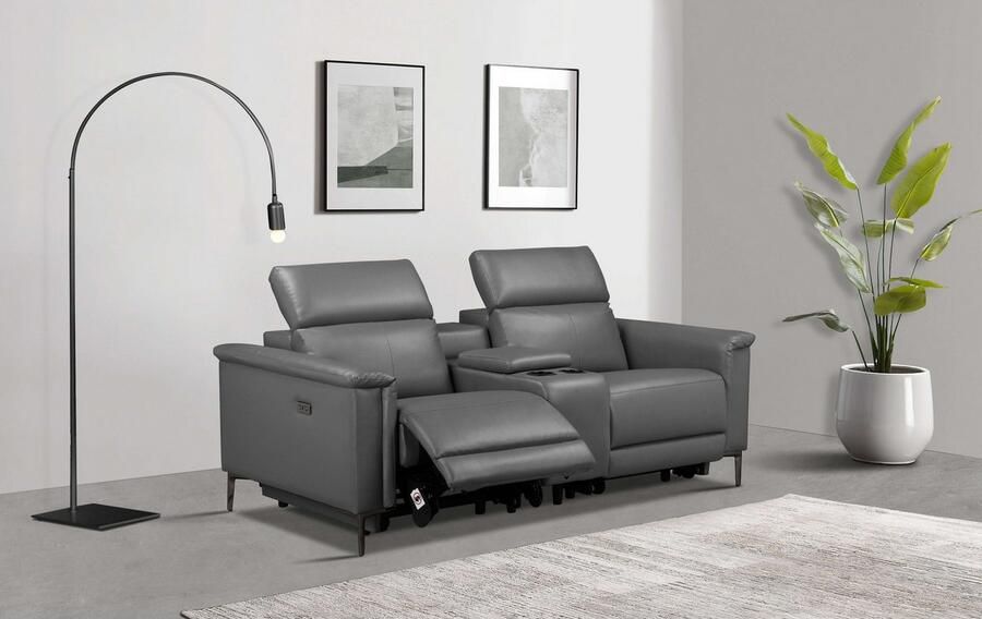 Home affaire 2-zitsbank Lund 2-zits bioscoopbank tv-fauteuil multimedia-sofa USB-A met elektrische of handmatige relaxfunctie bekerhouder en opbergruimte - Foto 6