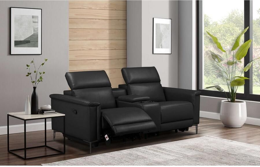 Home affaire 2-zitsbank Lund 2-zits bioscoopbank tv-fauteuil multimedia-sofa USB-A met elektrische of handmatige relaxfunctie bekerhouder en opbergruimte - Foto 4