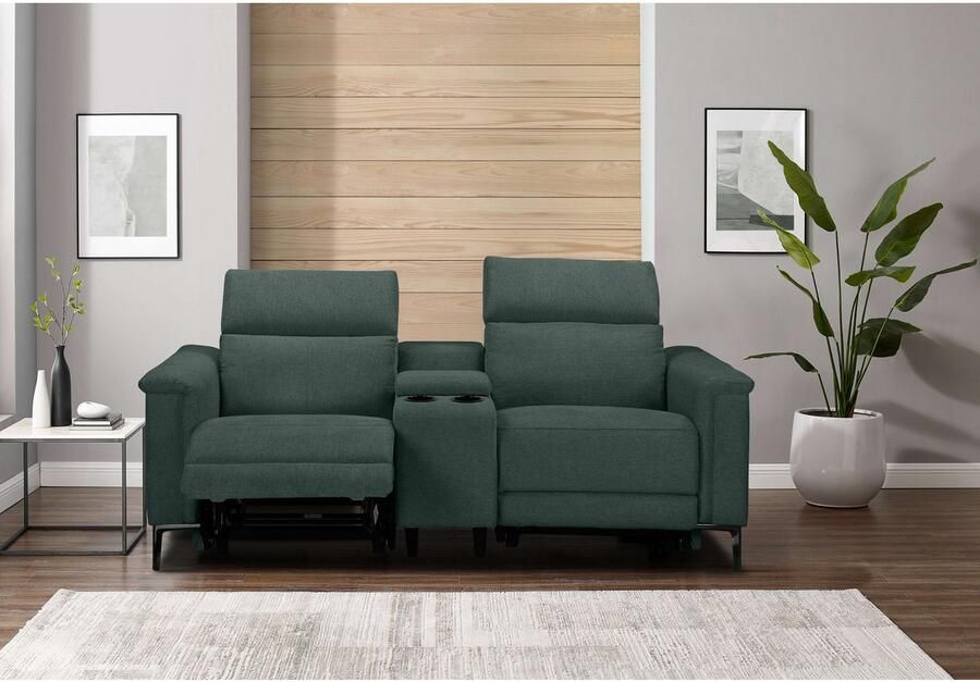 Home affaire 2-zitsbank Lund 2-zits bioscoopbank tv-fauteuil multimedia-sofa USB-A met elektrische of handmatige relaxfunctie bekerhouder en opbergruimte - Foto 2