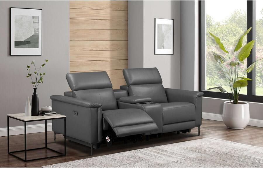 Home affaire 2-zitsbank Lund 2-zits bioscoopbank tv-fauteuil multimedia-sofa USB-A met elektrische of handmatige relaxfunctie bekerhouder en opbergruimte - Foto 4