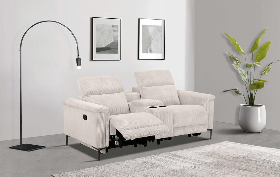 Home affaire 2-zitsbank Lund in cord 2-zits bioscoopbank tv-fauteuil multimedia-sofa USB-A met elektrische of handmatige relaxfunctie bekerhouder en opbergruimte - Foto 11