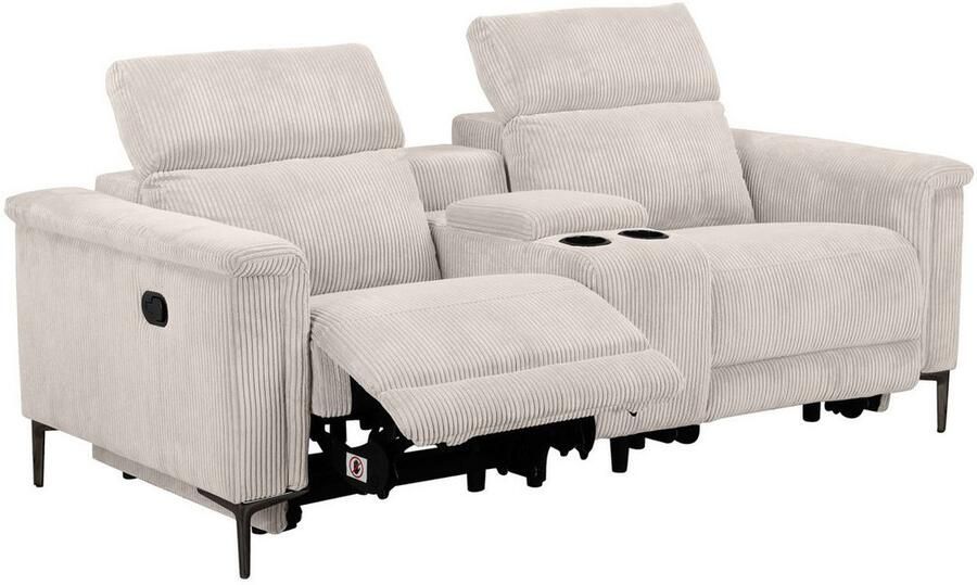 Home affaire 2-zitsbank Lund in cord 2-zits bioscoopbank tv-fauteuil multimedia-sofa USB-A met elektrische of handmatige relaxfunctie bekerhouder en opbergruimte - Foto 7