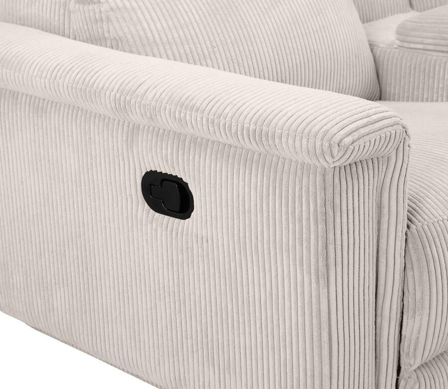 Home affaire 2-zitsbank Lund in cord 2-zits bioscoopbank tv-fauteuil multimedia-sofa USB-A met elektrische of handmatige relaxfunctie bekerhouder en opbergruimte