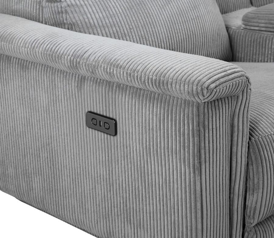 Home affaire 2-zitsbank Lund in cord 2-zits bioscoopbank tv-fauteuil multimedia-sofa USB-A met elektrische of handmatige relaxfunctie bekerhouder en opbergruimte