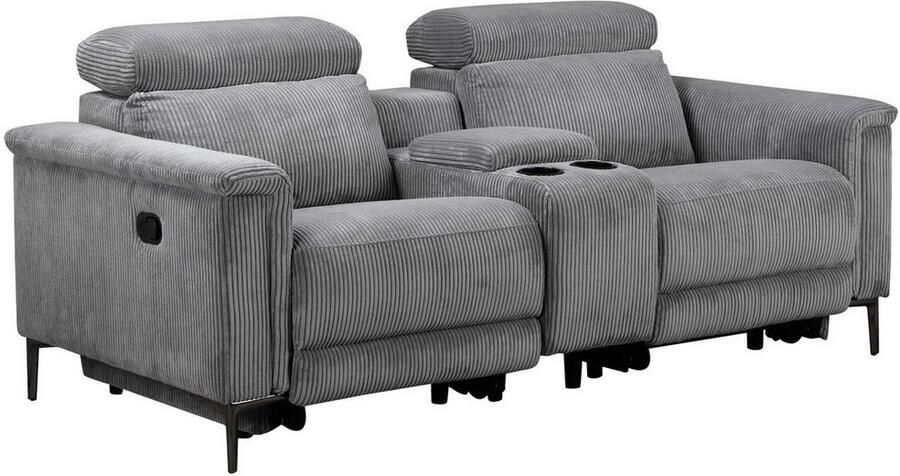 Home affaire 2-zitsbank Lund in cord 2-zits bioscoopbank tv-fauteuil multimedia-sofa USB-A met elektrische of handmatige relaxfunctie bekerhouder en opbergruimte - Foto 7