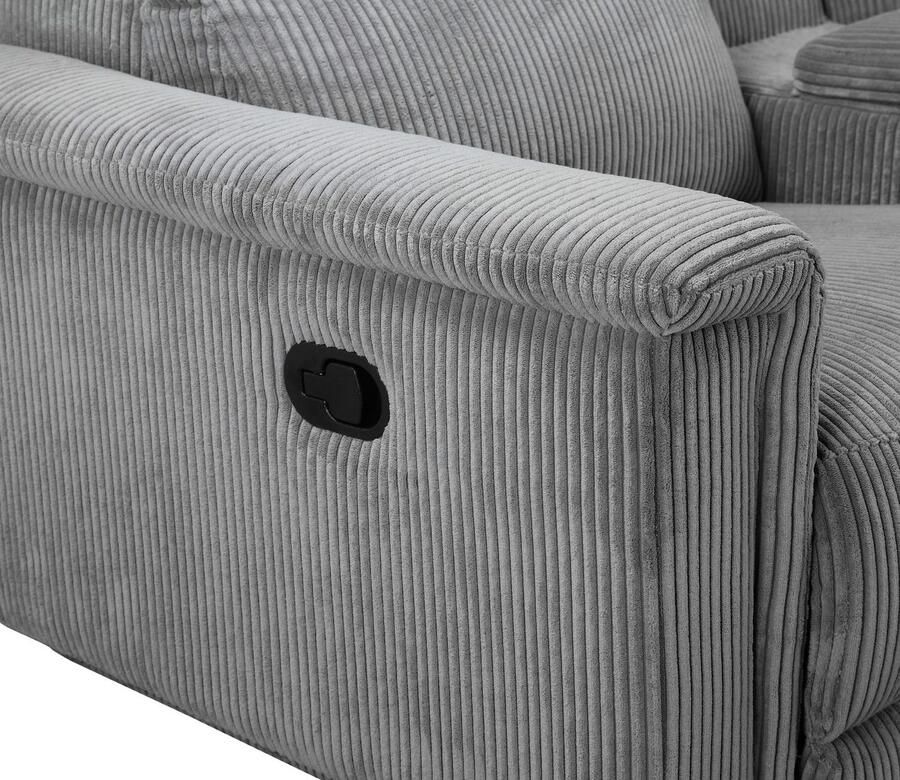 Home affaire 2-zitsbank Lund in cord 2-zits bioscoopbank tv-fauteuil multimedia-sofa USB-A met elektrische of handmatige relaxfunctie bekerhouder en opbergruimte