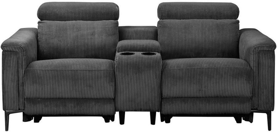 Home affaire 2-zitsbank Lund in cord 2-zits bioscoopbank tv-fauteuil multimedia-sofa USB-A met elektrische of handmatige relaxfunctie bekerhouder en opbergruimte - Foto 8