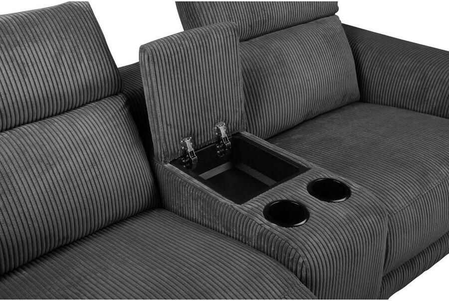 Home affaire 2-zitsbank Lund in cord 2-zits bioscoopbank tv-fauteuil multimedia-sofa USB-A met elektrische of handmatige relaxfunctie bekerhouder en opbergruimte - Foto 2