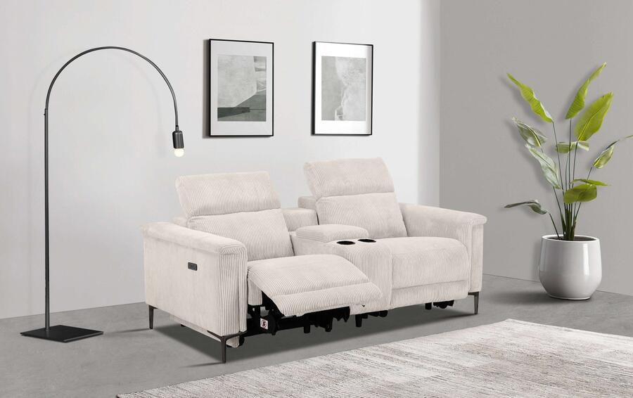 Home affaire 2-zitsbank Lund in cord 2-zits bioscoopbank tv-fauteuil multimedia-sofa USB-A met elektrische of handmatige relaxfunctie bekerhouder en opbergruimte - Foto 11