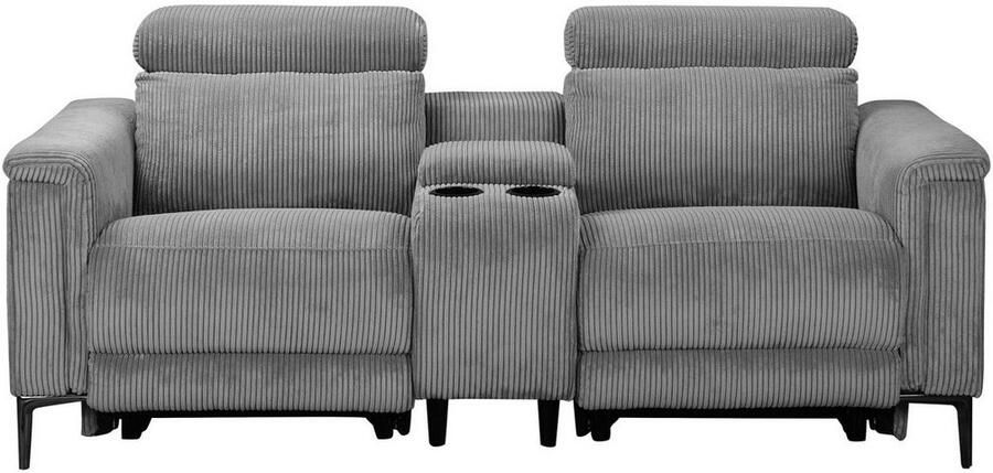 Home affaire 2-zitsbank Lund in cord 2-zits bioscoopbank tv-fauteuil multimedia-sofa USB-A met elektrische of handmatige relaxfunctie bekerhouder en opbergruimte - Foto 8