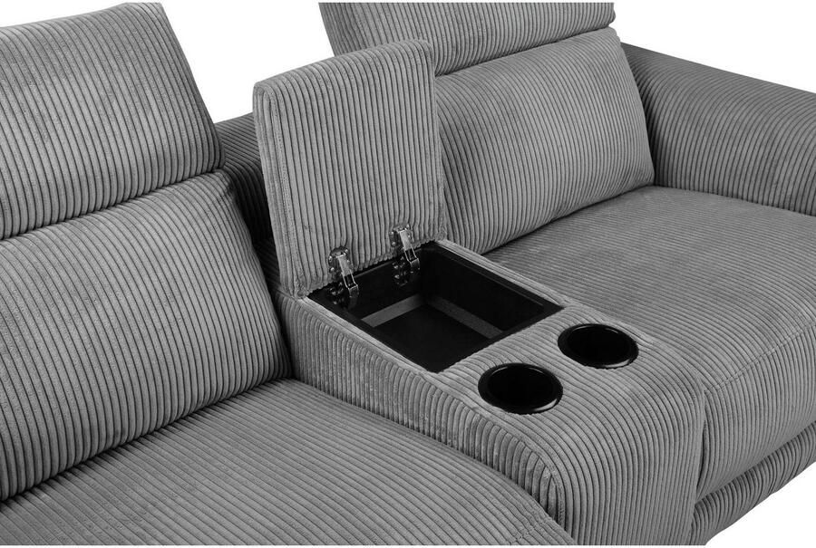 Home affaire 2-zitsbank Lund in cord 2-zits bioscoopbank tv-fauteuil multimedia-sofa USB-A met elektrische of handmatige relaxfunctie bekerhouder en opbergruimte - Foto 3