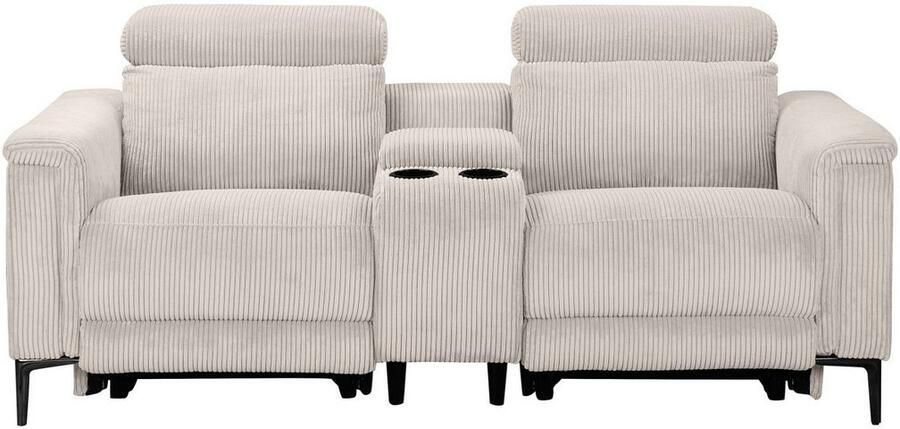 Home affaire 2-zitsbank Lund in cord 2-zits bioscoopbank tv-fauteuil multimedia-sofa USB-A met elektrische of handmatige relaxfunctie bekerhouder en opbergruimte - Foto 9