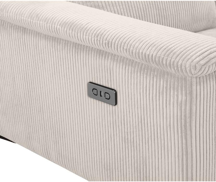 Home affaire 2-zitsbank Lund in Cord met handmatige of elektrische Ontspanfunctie USB-A hoofdsteunverstelling breedte 160 cm