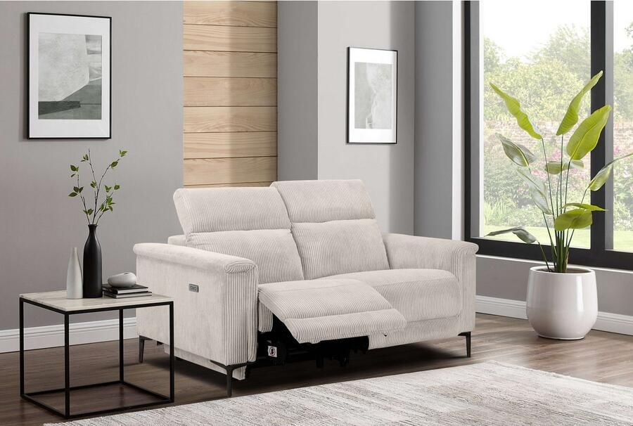 Home affaire 2-zitsbank Lund in Cord met handmatige of elektrische Ontspanfunctie USB-A hoofdsteunverstelling breedte 160 cm - Foto 4