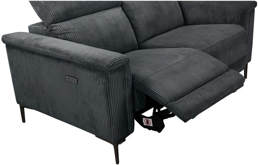 Home affaire 2-zitsbank Lund in Cord met handmatige of elektrische Ontspanfunctie USB-A hoofdsteunverstelling breedte 160 cm - Foto 5