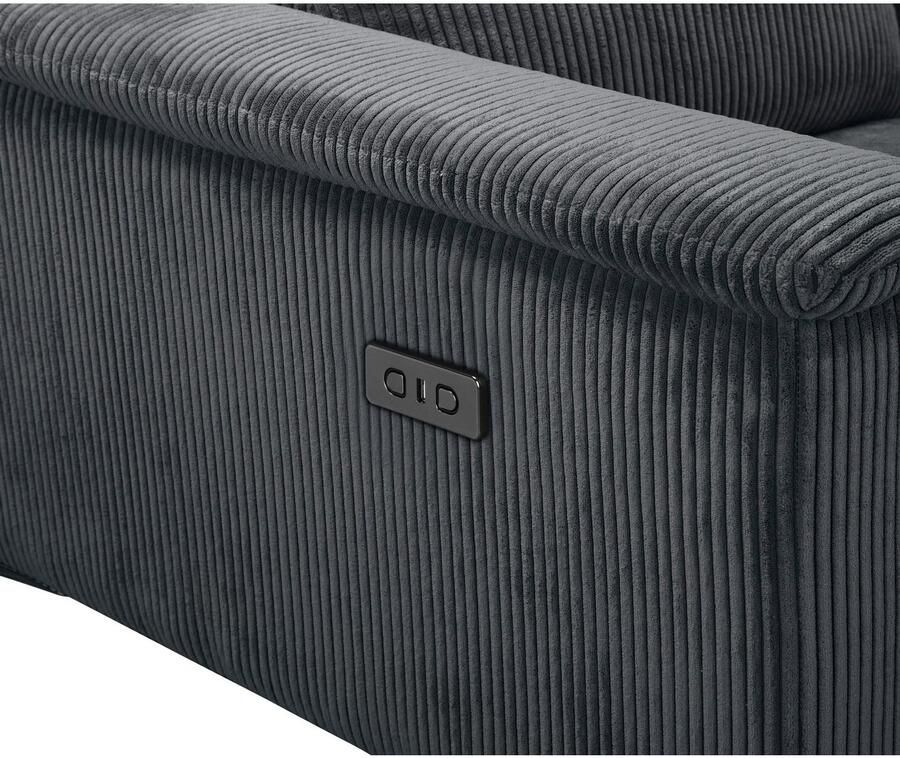Home affaire 2-zitsbank Lund in Cord met handmatige of elektrische Ontspanfunctie USB-A hoofdsteunverstelling breedte 160 cm