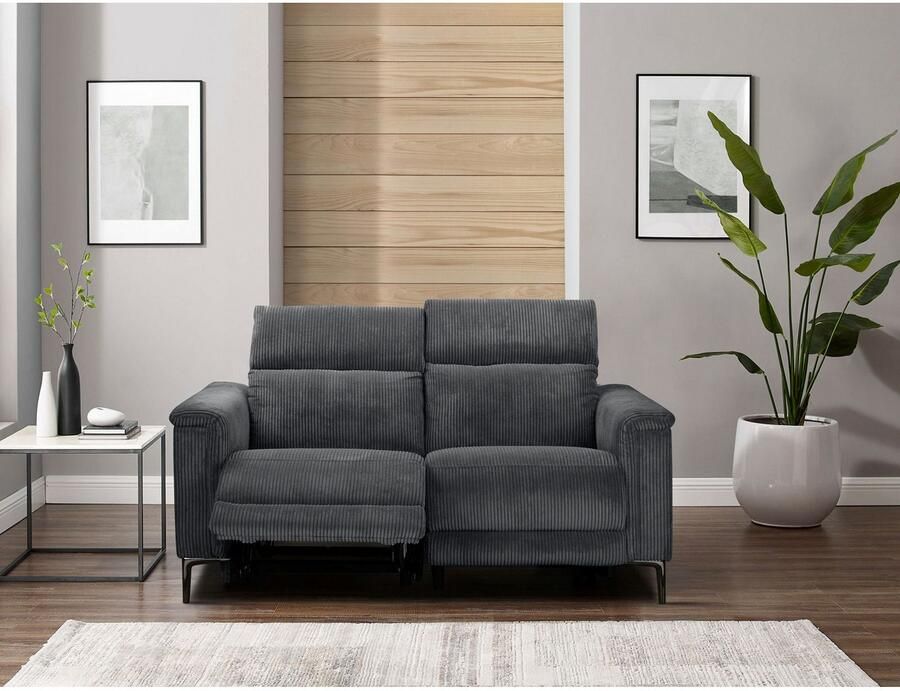 Home affaire 2-zitsbank Lund in Cord met handmatige of elektrische Ontspanfunctie USB-A hoofdsteunverstelling breedte 160 cm - Foto 2