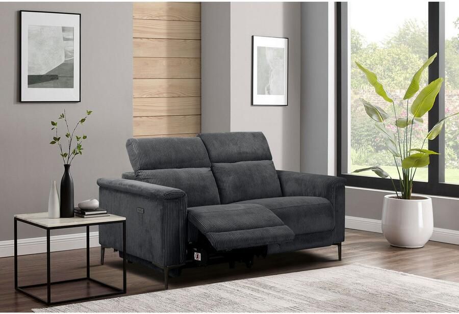 Home affaire 2-zitsbank Lund in Cord met handmatige of elektrische Ontspanfunctie USB-A hoofdsteunverstelling breedte 160 cm - Foto 4