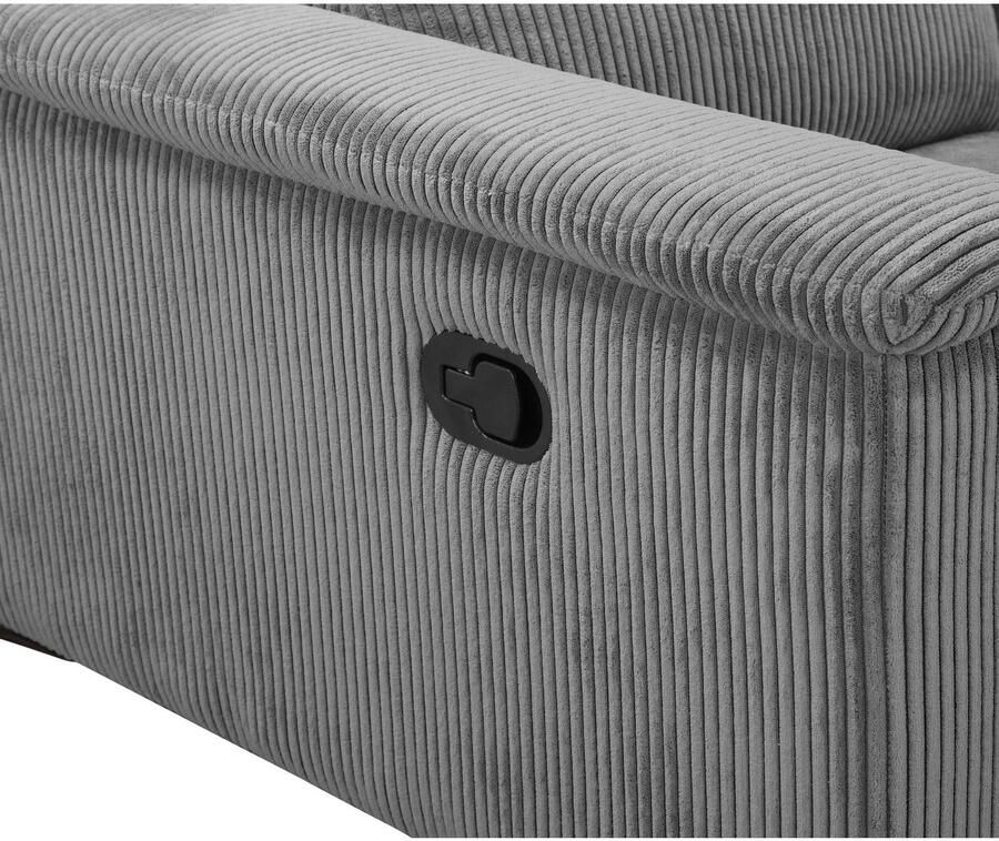 Home affaire 2-zitsbank Lund in Cord met handmatige of elektrische Ontspanfunctie USB-A hoofdsteunverstelling breedte 160 cm