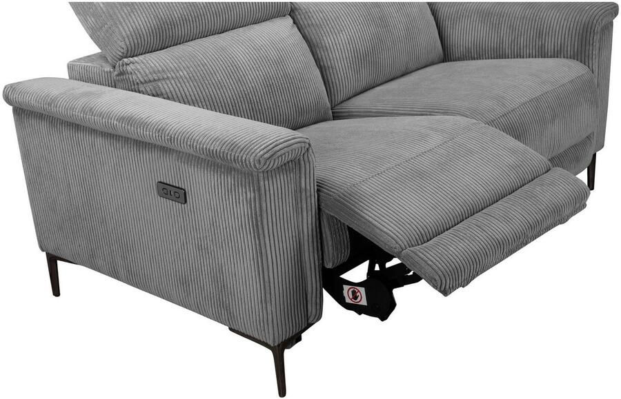 Home affaire 2-zitsbank Lund in Cord met handmatige of elektrische Ontspanfunctie USB-A hoofdsteunverstelling breedte 160 cm - Foto 5