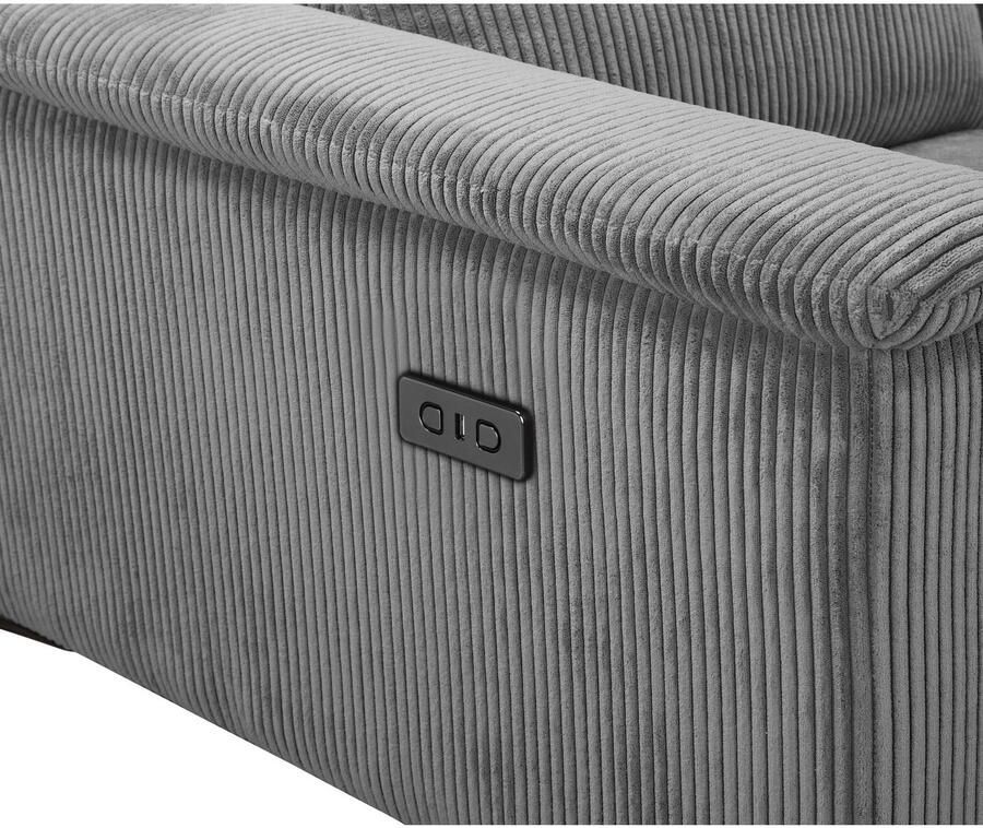 Home affaire 2-zitsbank Lund in Cord met handmatige of elektrische Ontspanfunctie USB-A hoofdsteunverstelling breedte 160 cm