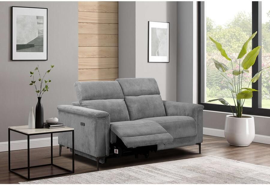 Home affaire 2-zitsbank Lund in Cord met handmatige of elektrische Ontspanfunctie USB-A hoofdsteunverstelling breedte 160 cm - Foto 4