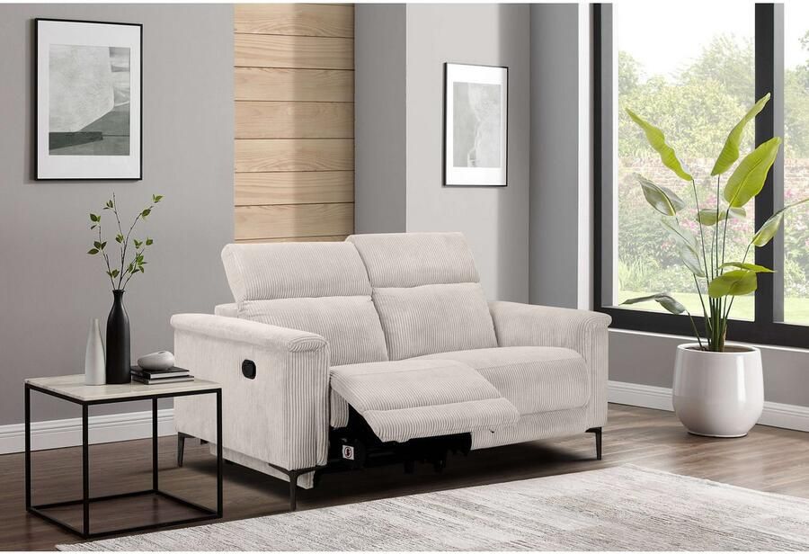 Home affaire 2-zitsbank Lund in Cord met handmatige of elektrische Ontspanfunctie USB-A hoofdsteunverstelling breedte 160 cm - Foto 4