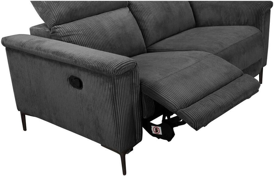 Home affaire 2-zitsbank Lund in Cord met handmatige of elektrische Ontspanfunctie USB-A hoofdsteunverstelling breedte 160 cm - Foto 5