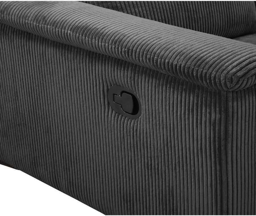 Home affaire 2-zitsbank Lund in Cord met handmatige of elektrische Ontspanfunctie USB-A hoofdsteunverstelling breedte 160 cm