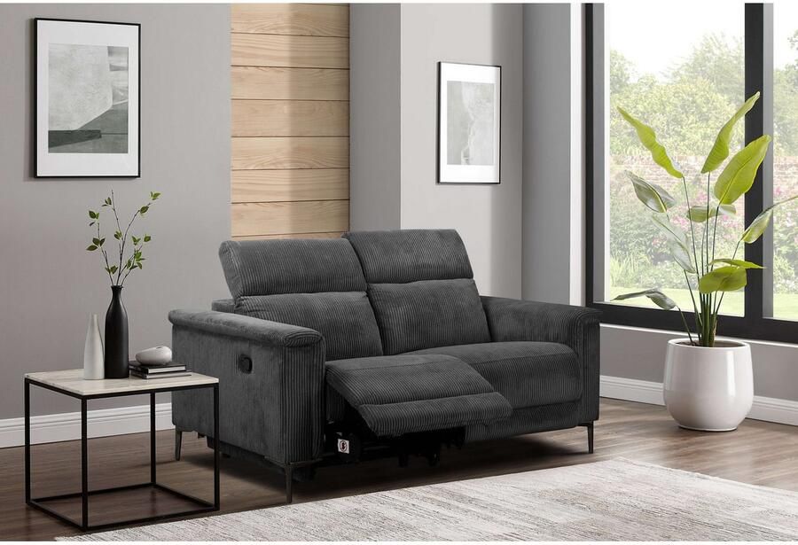 Home affaire 2-zitsbank Lund in Cord met handmatige of elektrische Ontspanfunctie USB-A hoofdsteunverstelling breedte 160 cm - Foto 4