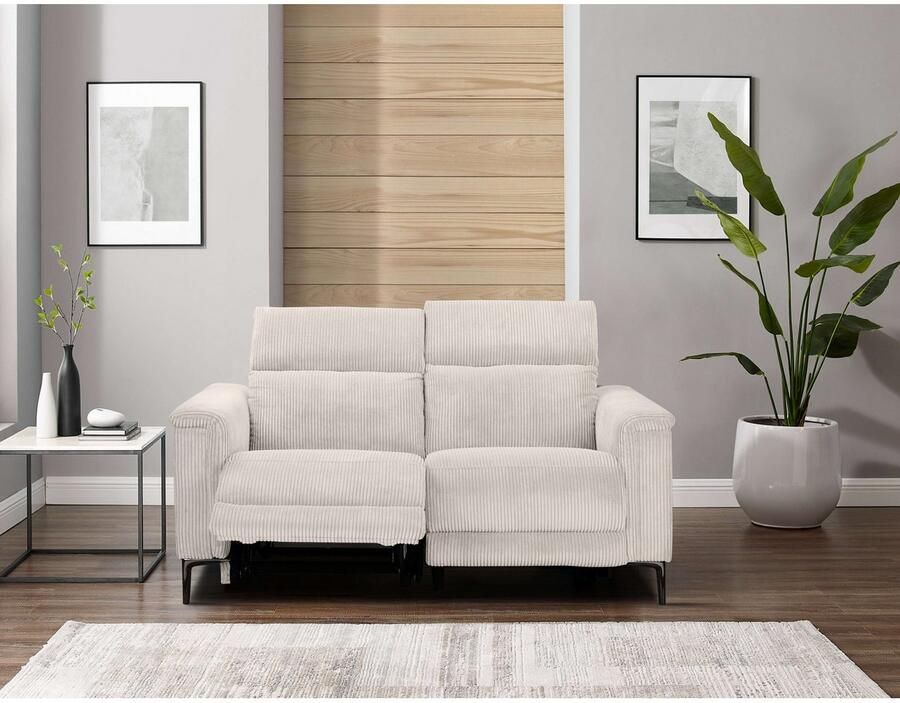 Home affaire 2-zitsbank Lund in Cord met handmatige of elektrische Ontspanfunctie USB-A hoofdsteunverstelling breedte 160 cm - Foto 2