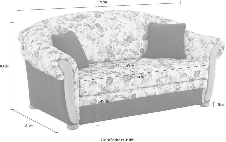 Home affaire 2-zitsbank Milano comfortabel door de binnenvering compacte afmetingen: Breedte 159cm