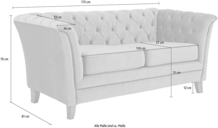 Home affaire 2-zitsbank Newport met capitonnage achter opstaande naad en fijne armleuningen - Foto 2