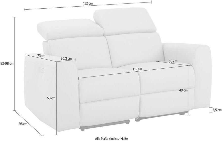 Home affaire 2-zitsbank Sentrano 152 cm man. of electr. relaxfunctie en usb kopverstelling - Foto 4