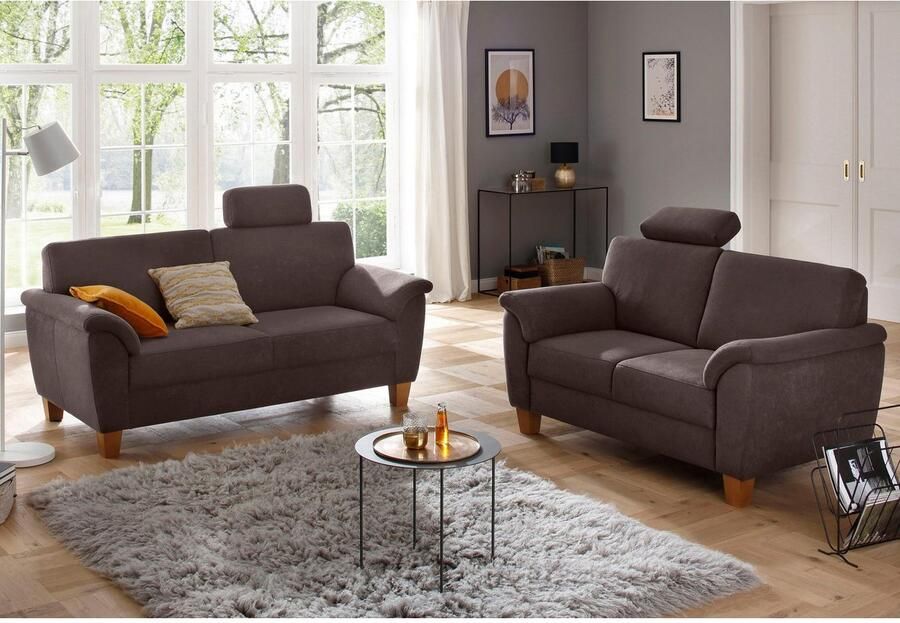 Home affaire 2-zitsbank Texel met binnenvering en contrastnaad poten beuken eikenkleur - Foto 3