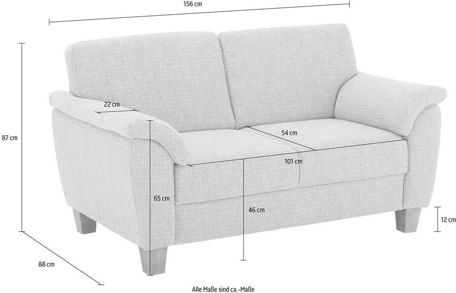 Home affaire 2-zitsbank Texel met binnenvering en contrastnaad poten beuken eikenkleur - Foto 3